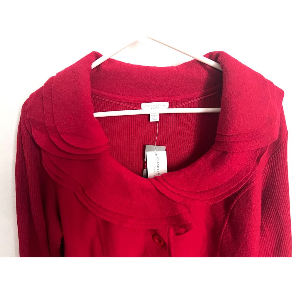 Charter Club Chalet Chic 2X Red Amore 100% Merino Wool Cardigan Sweater NWT - Picture 3 of 14